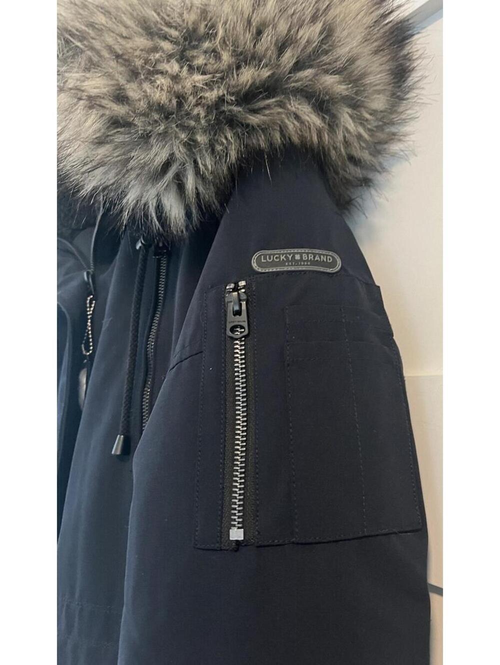 Lucky Brand $298 Dark Indigo Faux Fur Hood Womens Parka Coat Size Small - Picture 3 of 10